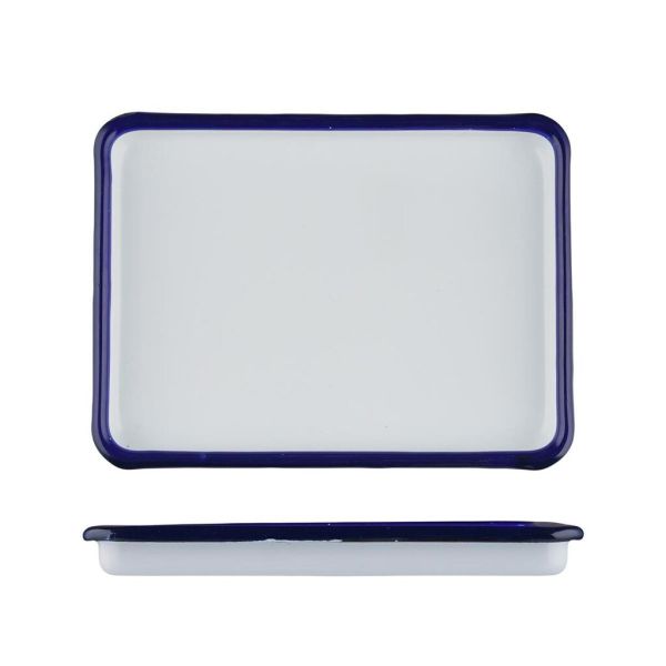 Блюдо прямоугольное 17*12,6*1,8 см 250 мл (поднос) Blue Rim эмалированая сталь SUNNEX [1]