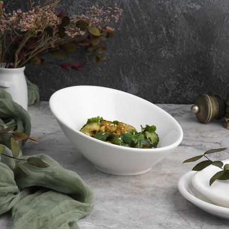 Салатник 200 мл d 17,5 см h8,5/4,5 см скошенный белый фарфор P.L. Proff Cuisine [4]