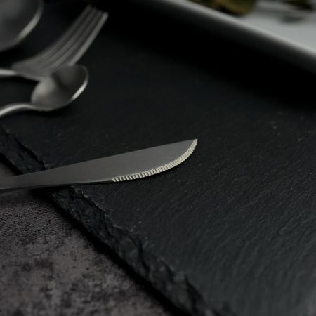 Нож столовый 22 см матовый серый цвет черная ручка PVD Lounge P.L. [12]