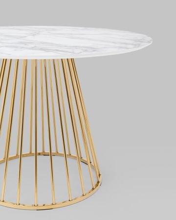 Стол обеденный Ливерпуль 110*110 белый мрамор