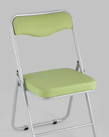 Складной стул Джонни экокожа салатовый каркас металлик