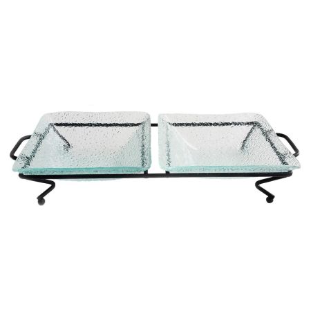 Подставка фуршетная стойка + 2 блюда стекло 34*15*6,5 см прямоуг. металл P.L.