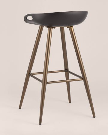 Стул барный Флэш черный, бронзовые ножки