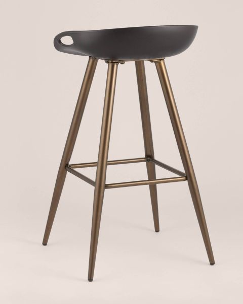 Стул барный Флэш черный, бронзовые ножки