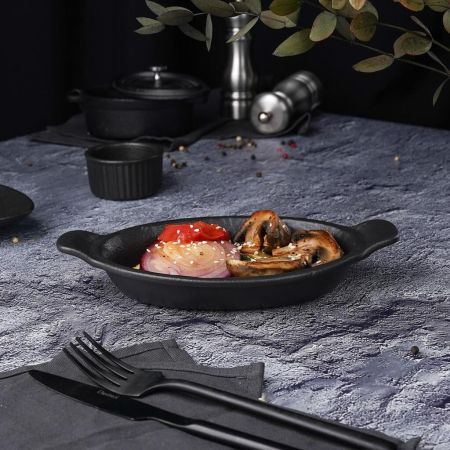 Блюдо овальное 18,5*12,5 см h3,5 см 310 мл с ручками Black Raw Stellar P.L. Proff Cuisine [4]