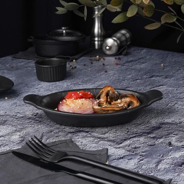 Блюдо овальное 18,5*12,5 см h3,5 см 310 мл с ручками Black Raw Stellar P.L. Proff Cuisine [4]