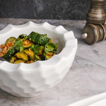 Салатник  700 мл d 20 см h19,5/11,5 см Crush Honeycombs белый фарфор P.L. Proff Cuisine [2]