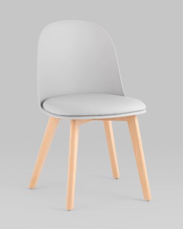 Стул Fog с подушкой светло-серый деревянные ножки