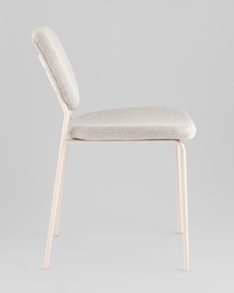 Стул обеденный Gigi шенилл серый белые ножки