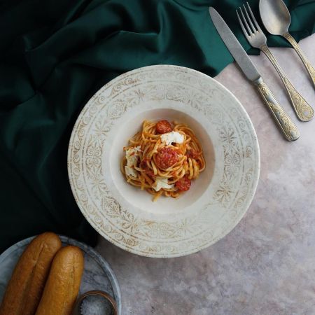 Тарелка глубокая 450 мл d 28 см h6 см прямой борт для пасты, для супа Antico By Bone [6]