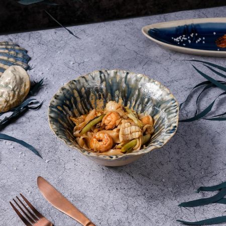 Салатник 925 мл d 19 см h9 см Dark Northern Blue Brown Flower Frutti di Mare P.L. [1]