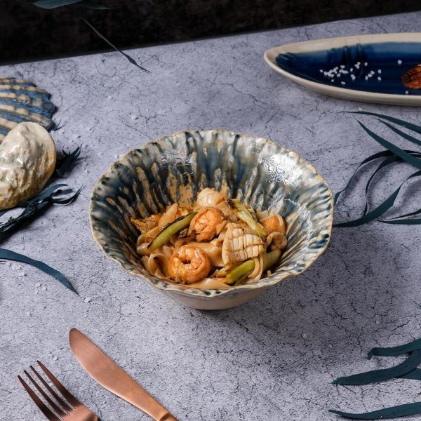 Салатник 925 мл d 19 см h9 см Dark Northern Blue Brown Flower Frutti di Mare P.L. [1]