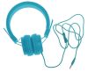 Наушники с микрофоном бирюзовые, пластик и поролон