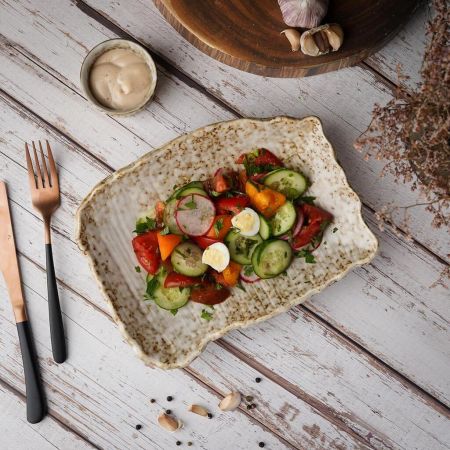 Блюдо прямоугольное 25,5*19,5 см h4,8 см Crush Brown Spider Silk P.L. Proff Cuisine [4]