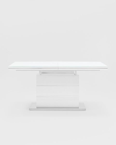 Стол обеденный Глазго раскладной 160-215*90 глянцевый белый