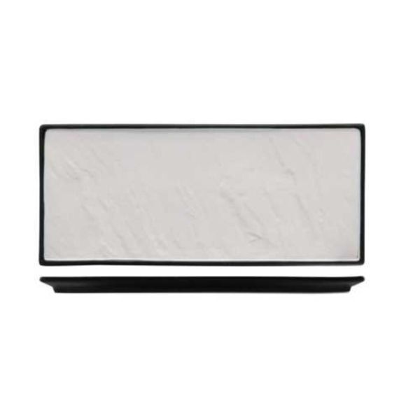 Блюдо прямоугольное 36*15 см Relief белое с черным бортом фарфор P.L. Proff Cuisine [1]