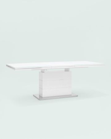 Стол обеденный Глазго раскладной 160-215*90 глянцевый белый