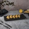 Блюдо прямоугольное 30*15 см h2,5 см с бортом Side Up1 Black Raw Wood P.L. Proff Cuisine [4]