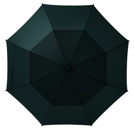 Зонт-трость сопровождения противоштормовой механический чёрный, нейлон