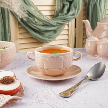 Бульонная пара 390 мл d 10,3 см h7 см Aristocrat Peach Tea Stackable Noble [1]