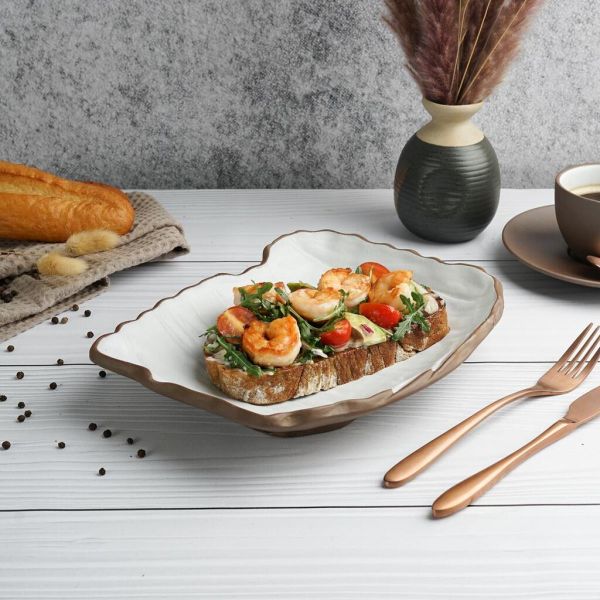 Блюдо прямоугольное 26*20 cм h3 cм 450 мл Crush White Matt New Brown Taiga P.L. [1]