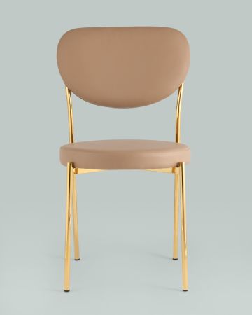 Стул Барбара NEW экокожа бежевая золотые ножки