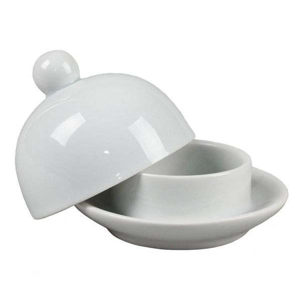 Масленка икорница 30 мл d5,5 см с крышкой белая фарфор P.L. Proff Cuisine