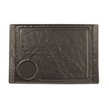 Блюдо прямоугольное 35*24 см h2,2 см с выемкой для соусника Black Raw Stellar P.L. Proff Cuisine [3]