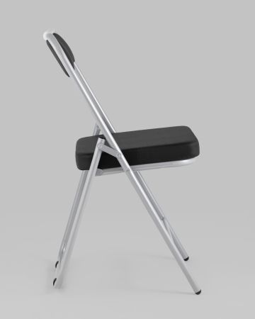 Складной стул Джонни экокожа черный каркас металлик