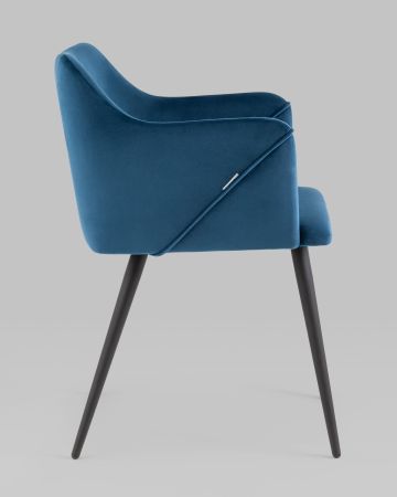 Стул с подлокотниками Джоэл велюр синий