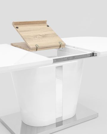 Стол обеденный Мулен раскладной 160-220*90 глянцевый белый