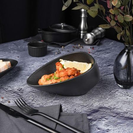 Салатник 280 мл 19*14 см h9 см Side Up Smooth Black Raw Stellar P.L. Proff Cuisine [1]