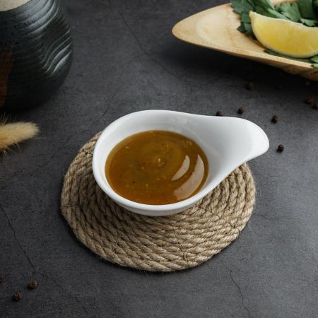 Соусник  40 мл 10,5*8 см h3 см Mini Mix круглый с ручкой белый фарфор P.L. [6]