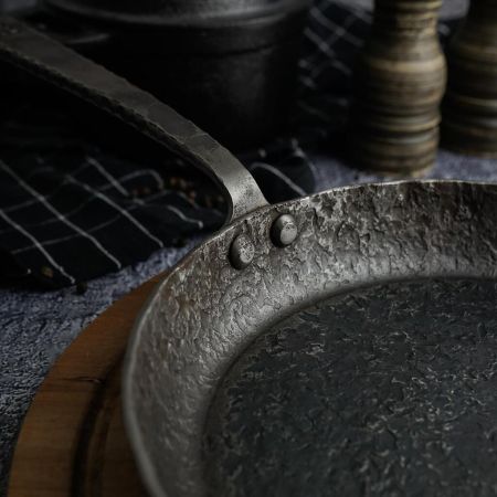 Сковорода для подачи 22 см h3 см круглая "Vintage Blued" углерод. сталь ИНДУКЦИЯ P.L.