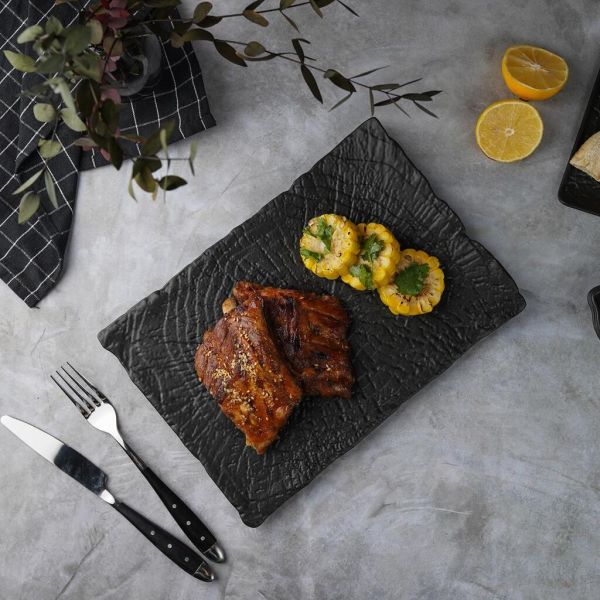 Блюдо прямоугольное 30*21 см h2,5 см с бортом Side Up1 Black Raw Wood P.L. Proff Cuisine [3]