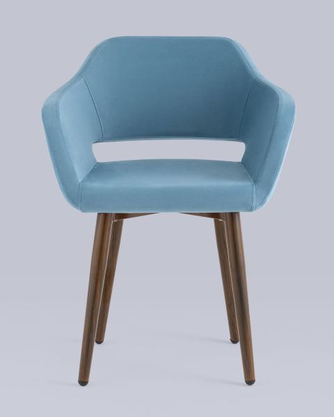 Стул с подлокотниками Саймон велюр пыльно-голубой