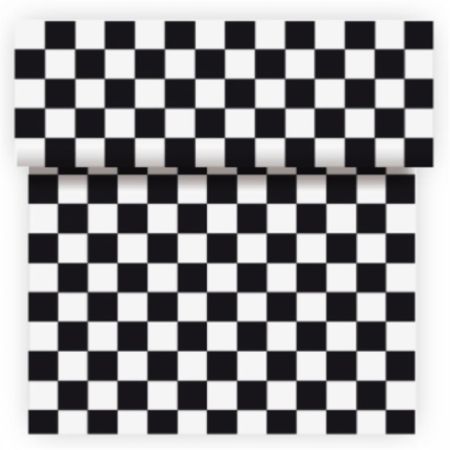 Скатерть в рулоне "Тет-а-тет" 0,4*24 м, 20 отрывов, чёрно-белая клетка, Airlaid, Garcia