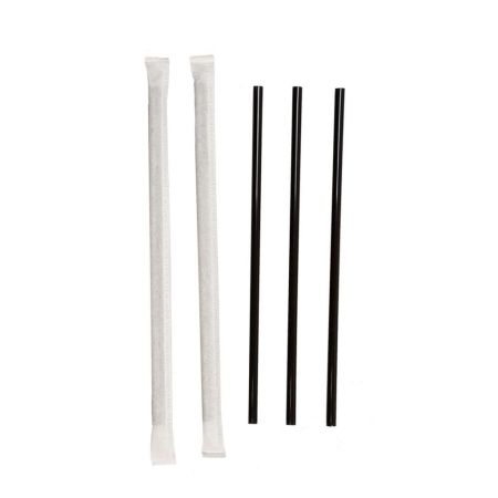 Трубочки 0,8*24 см прямые в инд. упаковке 250 шт черные пластик P.L.
