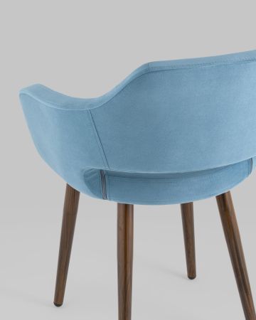 Стул с подлокотниками Саймон велюр пыльно-голубой