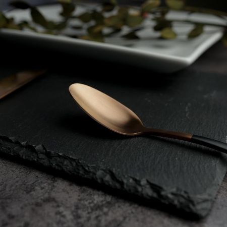 Ложка чайная 16,1 см матовая медный цвет черная ручка PVD Provence P.L. [12]