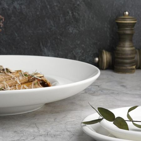 Тарелка глубокая 400 мл d 31 см h6 см для пасты, для супа, салата белая фарфор P.L. [1]