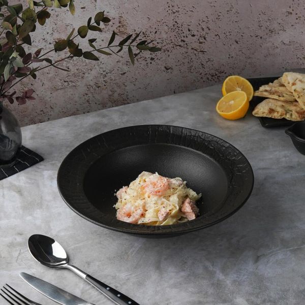 Тарелка глубокая 900 мл d 27 см h7,5 см для пасты, для супа Black Raw Wood P.L. Proff Cuisine [2]