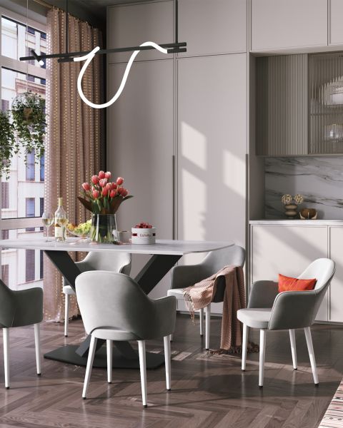 Стол обеденный Belle 160х90 белый мрамор