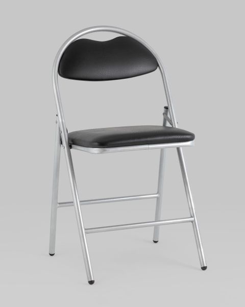 Стул складной Hagen экокожа черный каркас металлик