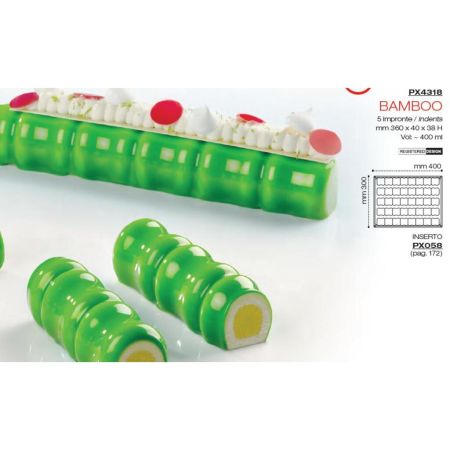 Форма кондитерская Pavoni BAMBOO 40*30 см, силикон, р-р ячейки: 360*40 мм, h 38 мм,