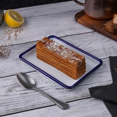 Блюдо прямоугольное 17*12,6*1,8 см 250 мл (поднос) Blue Rim эмалированая сталь SUNNEX [1]