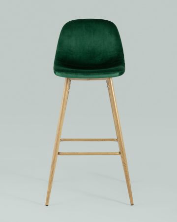 Стул барный Валенсия велюр зеленый ножки цвет дерево