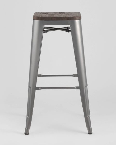 Стул барный TOLIX WOOD серебристый матовый