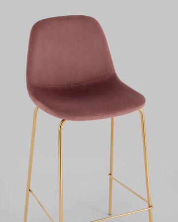 Стул барный Валенсия SN велюр пыльно-розовый золотые ножки