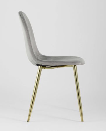 Стул Валенсия велюр серый золотые ножки